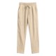 thumbnail image 4 of Ceisia Men's Solid Color Cotton Linen Casual Pants Loose Straight Leg Drawstring Trousers for Summer Beige S Gifts, 4 of 4