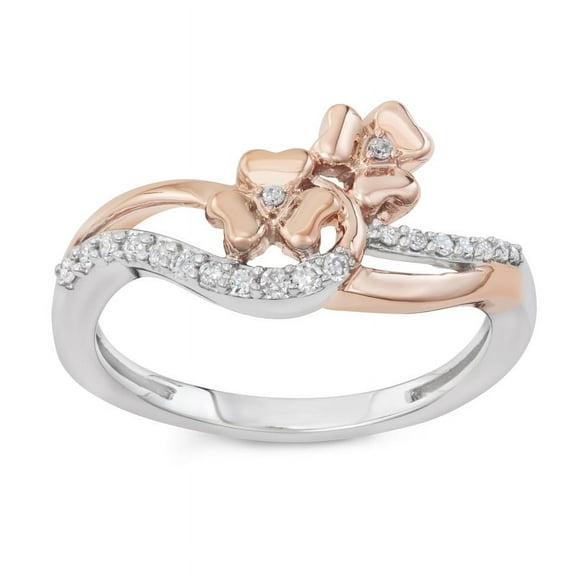 MyDiamondBox 1/6 cttw White Diamonds Flower Ring Crafted in 10KT Rose Gold Real Diamond Ring for Women, US5