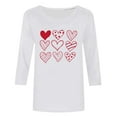 thumbnail image 2 of 3/4 Length Sleeve Tops for Women Cute Hearts Printed Valentines Day Holiday Tees Long Sleeve Crewneck T-shirts (5XL, White #C), 2 of 5