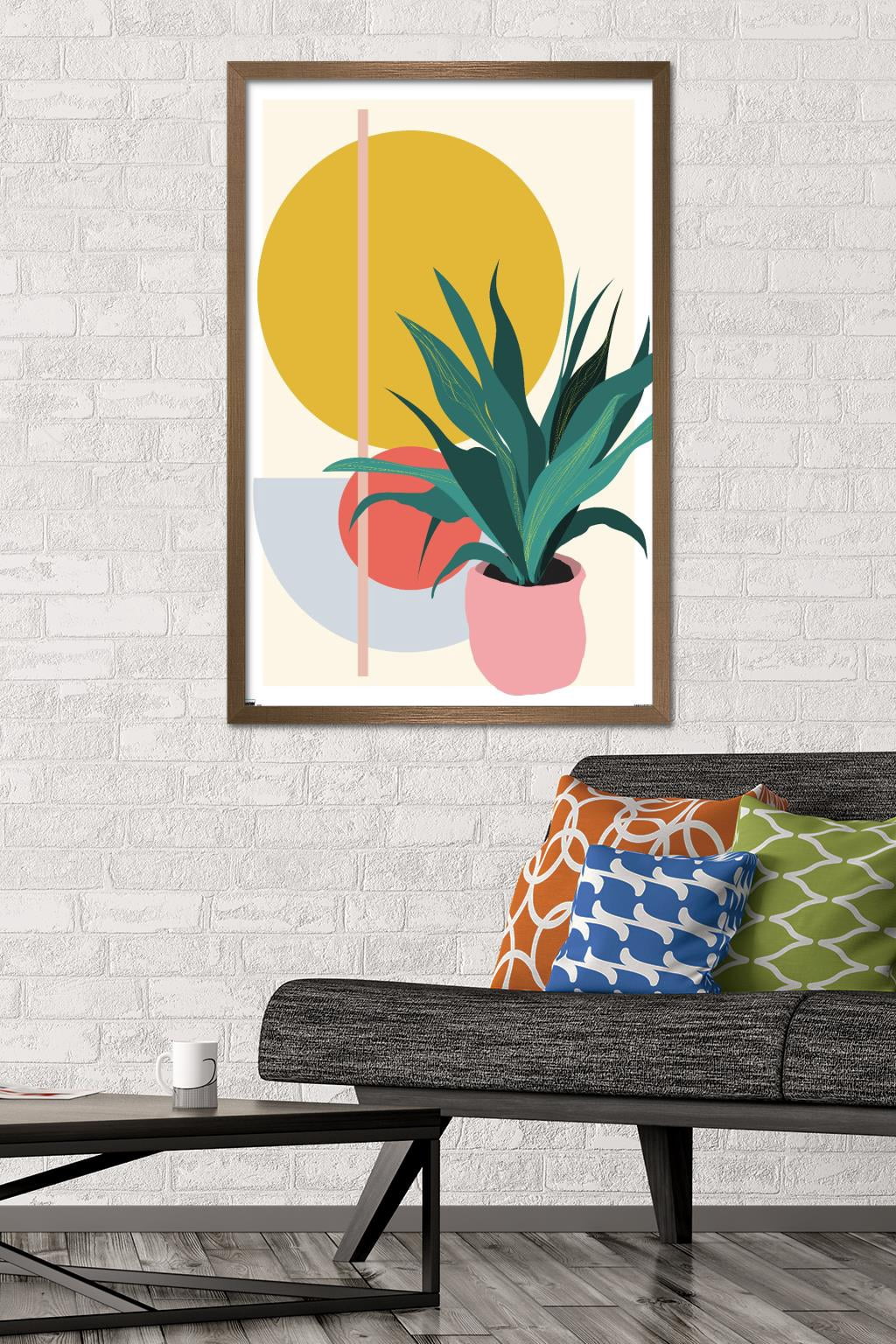 Abstract Potted Plant Wall Poster, 22.375" x 34" Framed