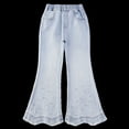 thumbnail image 3 of Odeerbi 5-15 Years Teen Girls Flared Jeans Raw Hem Pearl Beaded Denim Pants Casual Wide Leg Loose Cowboy Pants, 3 of 8