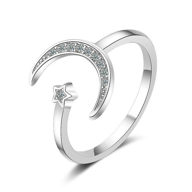 Anillo de plata luna y estrella hotsell