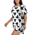 thumbnail image 3 of Womens Pajama Sets With Pocket, Artistic Cat Face Black Lounge Sets Short Sleeve Sleepwear PJ Sets for Women, 3 of 6