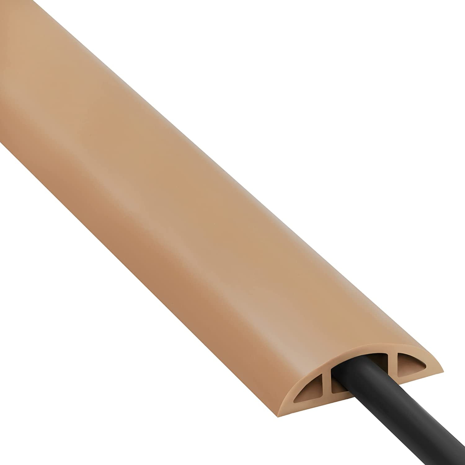 Floor Cable Cover, 4ft, Brown Wire Cover for Floor, Prevent Cable Trips & Protect Wires, Floor