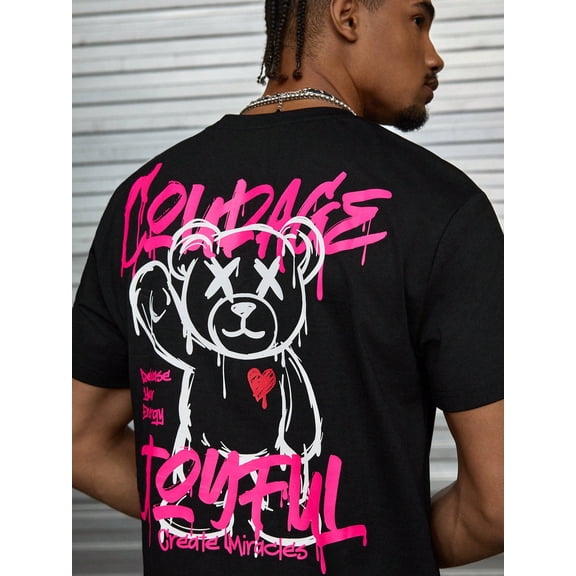 Men's Streetwear Graffiti Teddy Bear T-Shirt