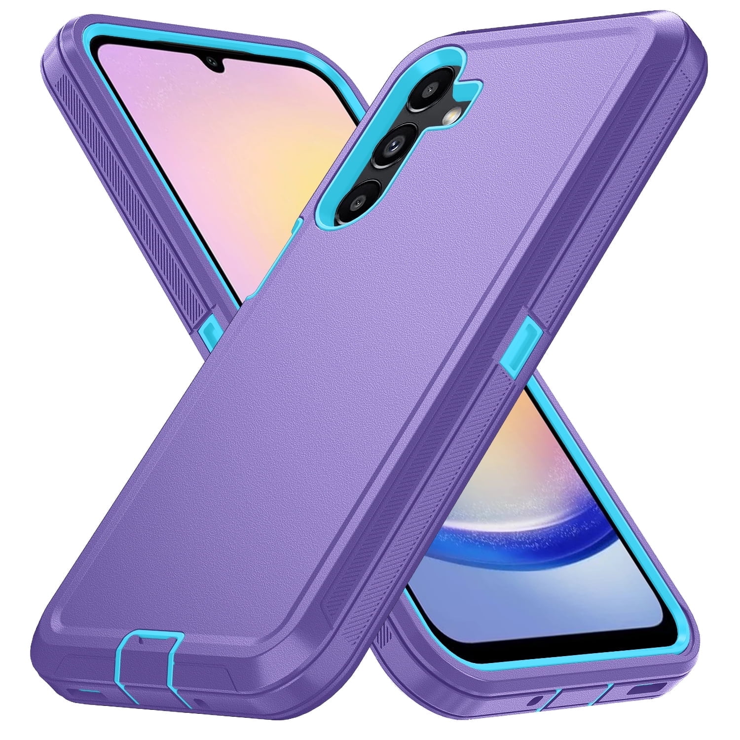 Xilaimitoo Compatible for Galaxy A16 5G Phone Case: Samsung Galaxy A16 5G 3 in 1 Full Body Shockproof, Heavy Duty Protection for A 16 5G, Light Purple+Blue