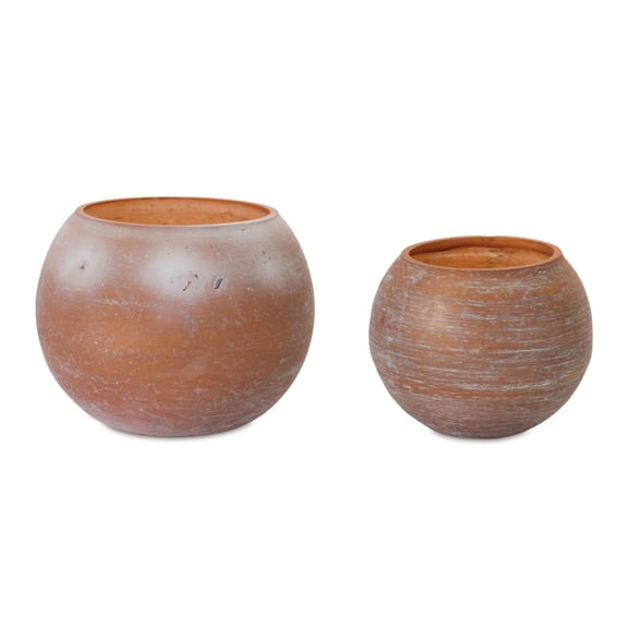 Melrose Brushed Glass Votive Candle Holder - 4.75" - Set of  2
