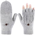 thumbnail image 2 of Women Winter Convertible Gloves Fingerless Mittens Knit Flip Wool Gloves Warm Half Finger Gloves with Cover, 2 of 7