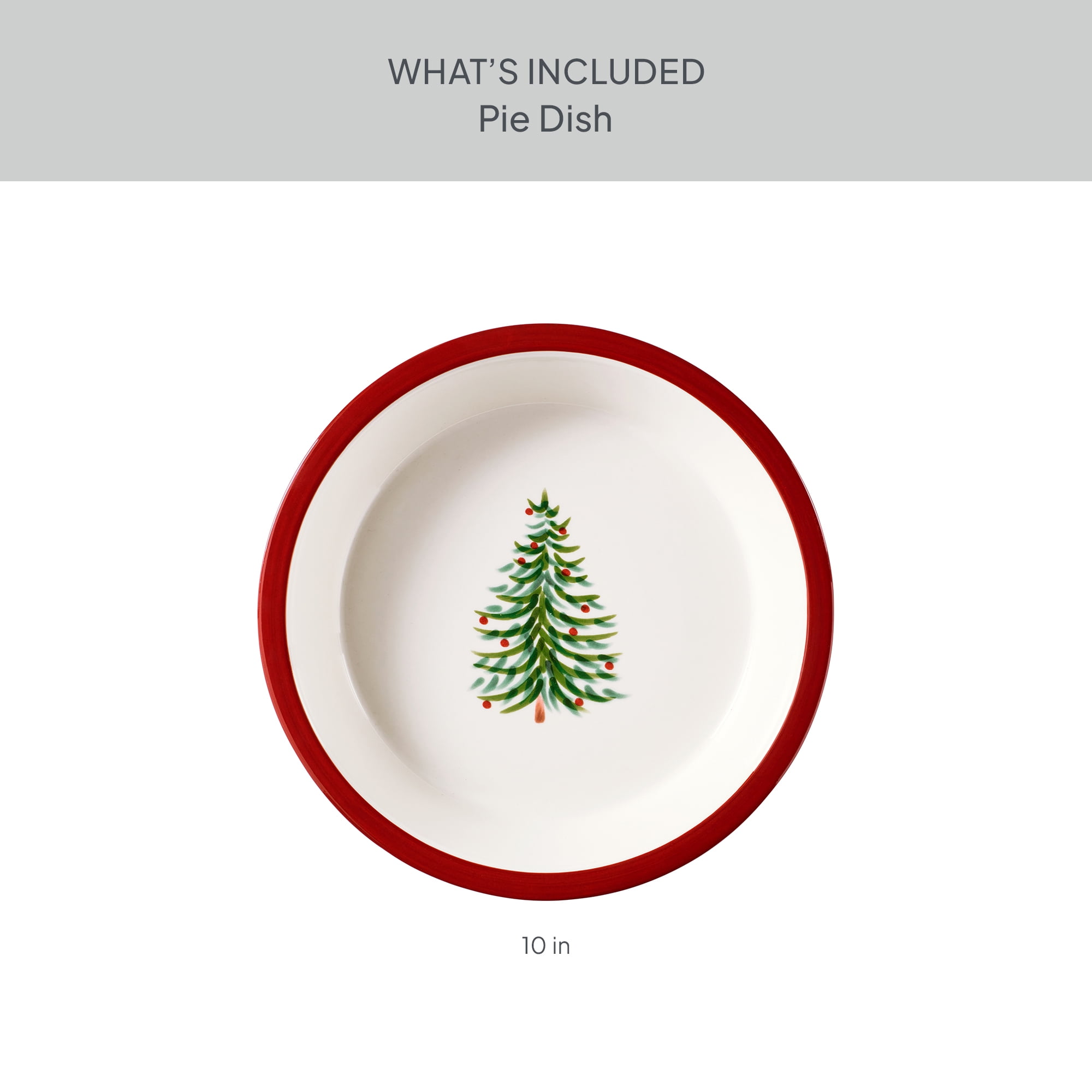 Better Homes & Gardens Holiday Plaid 10-inch Stoneware Pie Dish, Microwave and Dishwasher Safe