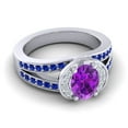 thumbnail image 3 of Diamond-Capitals 2.35 Carat Oval Cut Amethyst & Blue Sapphire Gemstone Beautiful Engagement Ring for Ladies in Solid 18K White Gold Size 7, 3 of 8