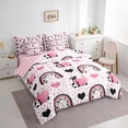 thumbnail image 3 of Homewish Cute Cow Rainbow 7-Piece Twin Bedding Sets For Children Teens Girls,Polka Dots Bedding Comforter Set,Pink Love Heart Print Breathable Sheet Sets,Super Cozy Room Decor,Reversible, 3 of 8