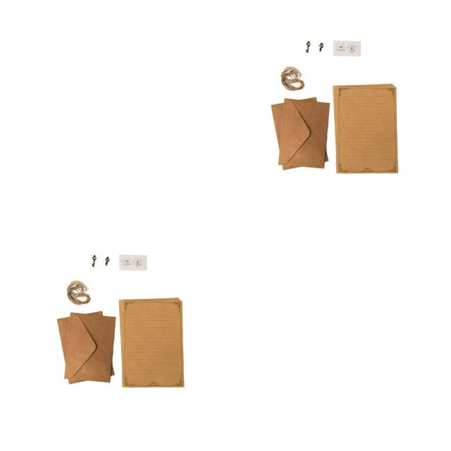 bedienty 12 Pieces Kraft Envelope Smooth Surface Letter Paper Handmade Envelopes Stamping Fittings Seal Sticker Stationery Supply Type 3 2Set