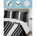 thumbnail image 4 of Quilts Queen Size, Black White Stripe Soft Comforter Bedding Set for Bed, Modern Rustic Vertical Striped Lightweight Quilted Bedspread with Pillow Cover(2 Pieces) for All Season, 90x96 Inch, 4 of 6