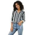 thumbnail image 4 of Women's White Navy Striped Modern Shirt, 4 of 9