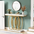 thumbnail image 4 of Tribesigns White Gold Console Table, Modern Entry Table with Gold Legs, Faux Marble Accent Table Entrance, Living Room, Hallway (Gold & White), 4 of 5