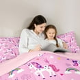 thumbnail image 5 of Manfei Cute Stars Unicorn Queen Comforter Set for Teens, Kawaii Magic Animal Bedding Sets, Cartoon Rainbow Cloud Reversible Bedding Comforter Set, Lightweight Room Decor, 3-Piece, 5 of 8