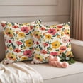 thumbnail image 3 of 2 Pack Outdoor Waterproof Throw Pillow Covers,Yellow Poppy Flower Spring Watercolor Plant Decorative Patio Pillowcases for Chair Couch Sofa 16x16in, 3 of 9