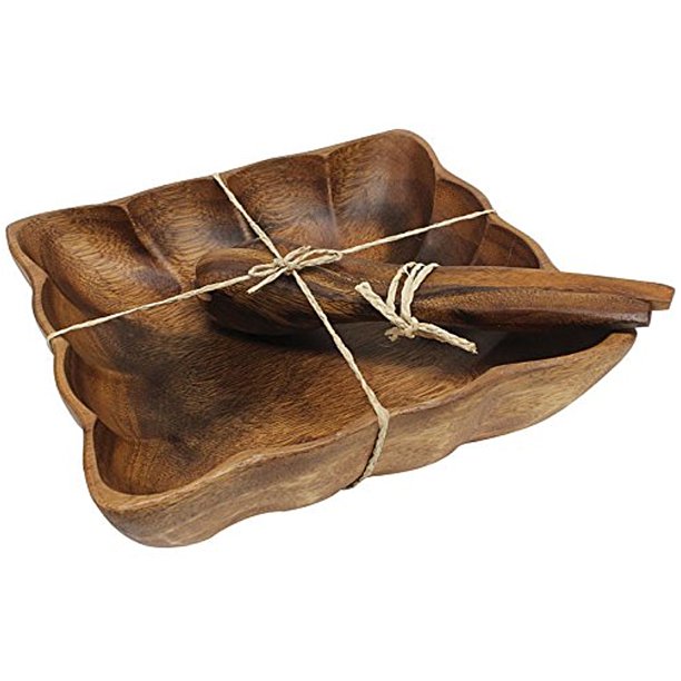 Acacia Wood Salad Set 3 Piece Square Flare