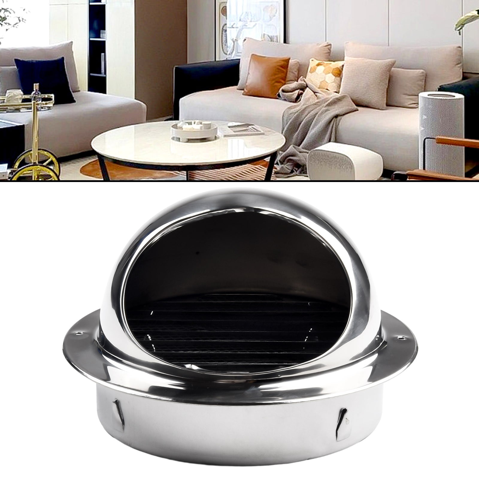 Ana 75mm-200mm Stainless-Steel Wall Ceiling Air Vent Ducting Ventilation Exhaust Grille Cover Outlet Heating Cooling Accessories Home Decor