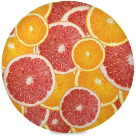 

Hyjoy Orange and Grapefruit Round Placemats Set of 1 Non-Slip Heat Resistant Washable Table Mats for Kitchen Dining Table Decoration 15.4 Inch