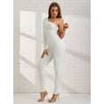 thumbnail image 5 of Unique Bargains Women's Off-Shoulder Slim Fit Soft Shapewear Jumpsuit S White, 5 of 6