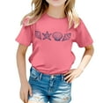thumbnail image 1 of PMVFHDE Hauts Basiques pour Filles Hauts d'Été Tendance Manches Courtes pour Filles T-Shirt Décontracté Imprimé Col Rond Manches Courtes Rose, 3-4 Ans, 1 of 5