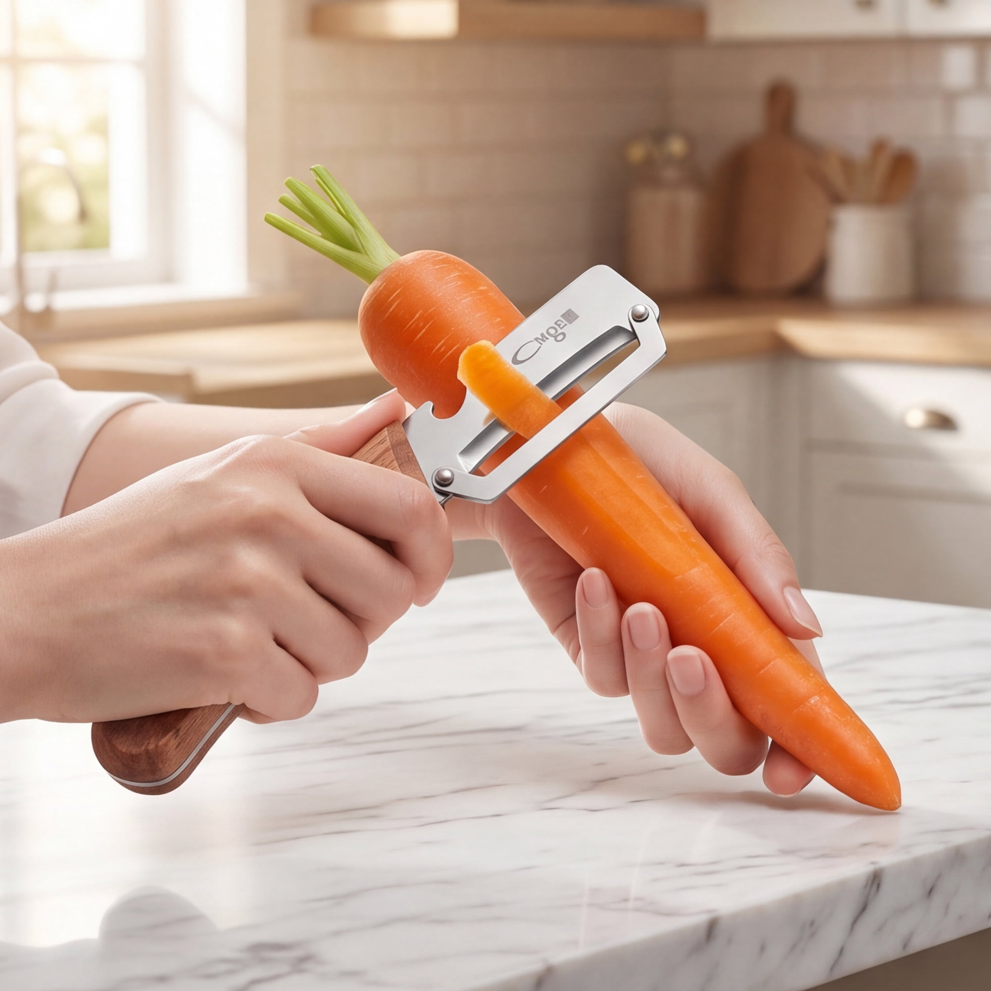 Unique Bargains Multifunctional Stainless Steel Peeler with Handle Brown 7.5x1.6 inch