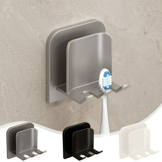 Jiaeri Self Adhesive Toothbrush Holder Wall Mounted,No Drill Bathroom Toothbrush Rack with Cover,Rustproof Plastic Brush Storage Organizer for Bathroom Kitchen Counter