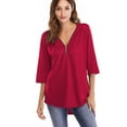 thumbnail image 2 of Tralilbee New Fashion Versatile Plus Size 29XL Half Sleeve Shirt Ruched Zipper Loose Casual T-Shirt, 2 of 3