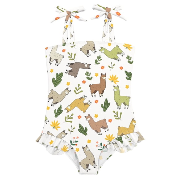 joogoo Girls Swimsuit with Cute Llama Print One-Piece Swimwear Bathing Suit 2 Years