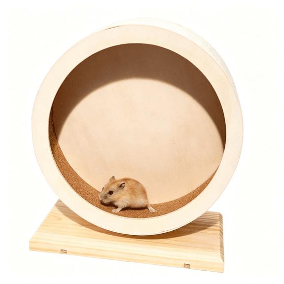 BESTSKY Hamster Wooden Silent Wheel, Small Animal Exercise Wheel Accessories, Quiet Spinner Hamster Running Wheels Prevent Depression Toys for Hamsters, Gerbils, Mice and Other Small Pets (S)