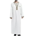 thumbnail image 1 of Men's Muslim Robe Retro Islamic Arab Kaftans for Men Eid Muslim Thobe Dubai Ramadan Daily Clothes, Muslim Shirt Robe with Pockets, 1 of 4