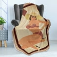 thumbnail image 4 of Pin up Girl Soft Flannel Fleece Throw Blanket, Retro Style Brunette Lady in Bikini with Beach Hat in Diamonds Poker Frame, Cozy Plush for Indoor and Outdoor Use, 50" x 70", Multicolor, by Ambesonne, 4 of 5