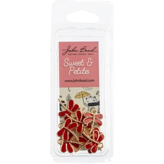 John Bead Sweet&Petite Charm Dragonfly Red 10pc