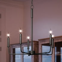 Luxury Modern Farmhouse Indoor Chandelier, 26.00''H x 28.00''W, with Transitional Style Elements, Modern Design, Matte Black Finish and Open Candlestick, UQL3806