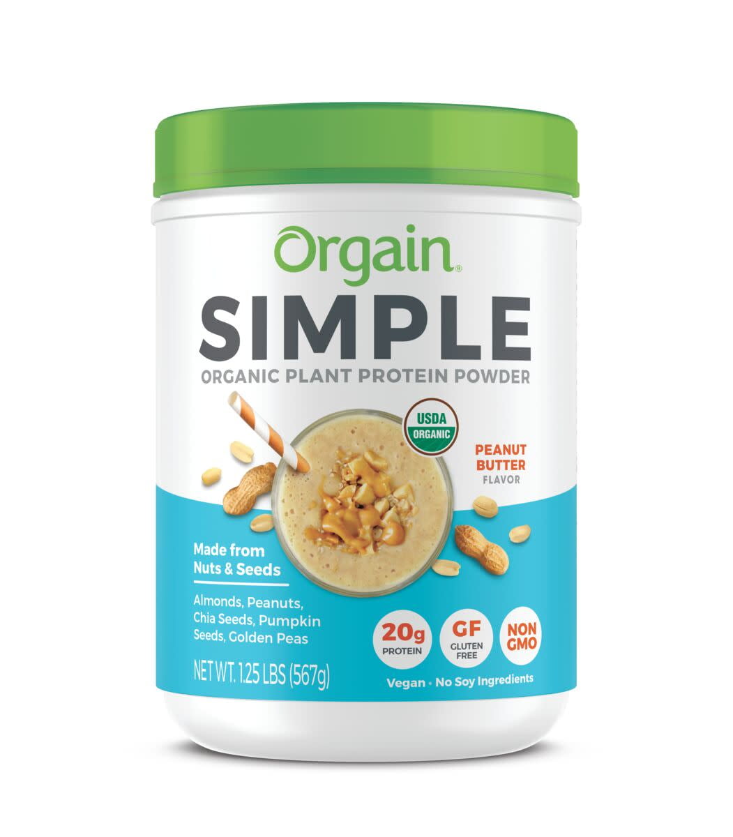 Orgain Simple Organic Plant Protein Powder, Peanut Butter, 20g Protein