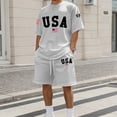 thumbnail image 2 of IWRICH Men's 4th of July Independence Day Outfits USA Flag Short Sleeve Shirts and Shorts Set 2 Piece Athletic Jogging Tracksuits Light Gray XL, 2 of 4