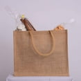 thumbnail image 2 of (Pack of 6) Jute/Burlap Tote Bags Soft Cotton Handles Laminated Interior (Large, Natural), 2 of 8