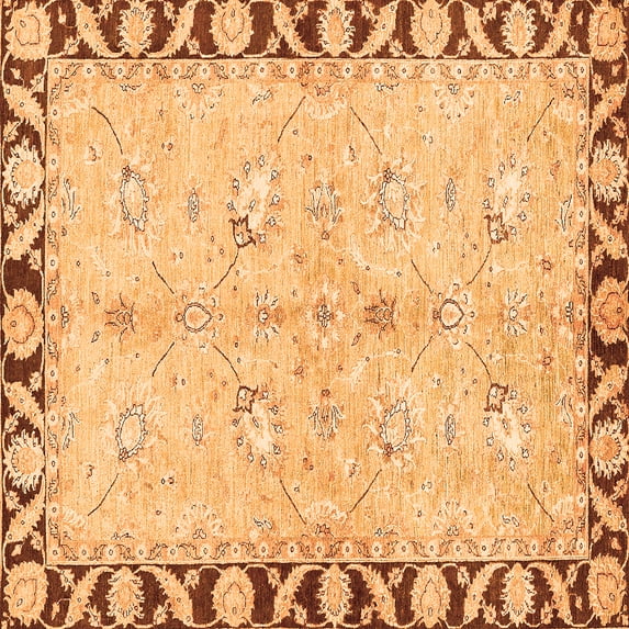Ahgly Company Indoor Square Oriental Orange Traditional Area Rugs, 6' Square