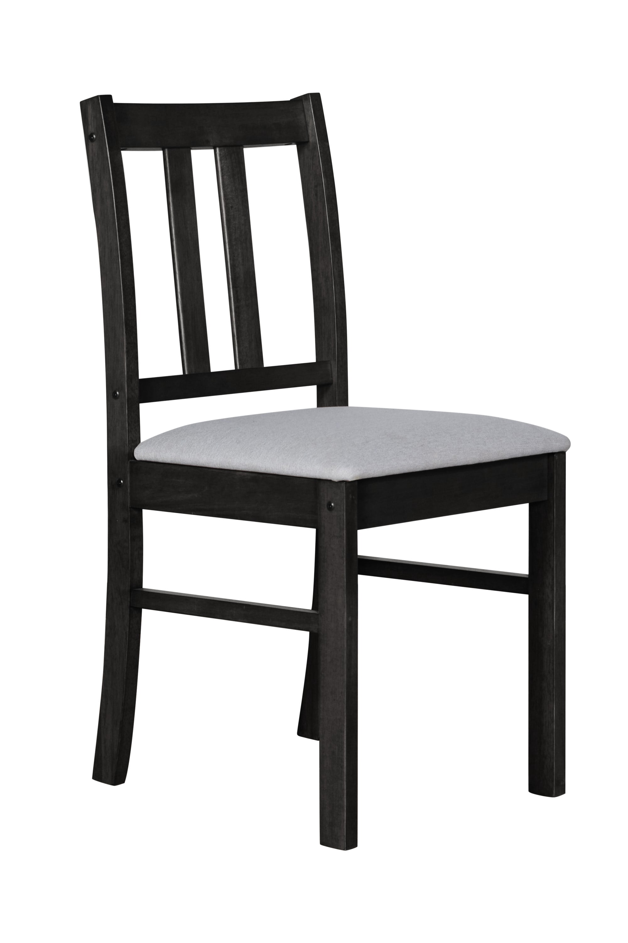 Home Design 5-Piece Sanford Dining Set, Black/Gray, Rectangular table, Middle-divided top, Slat-back cushioned chairs, Comfortable seating, Sturdy square legs, Modern style, Durable construction