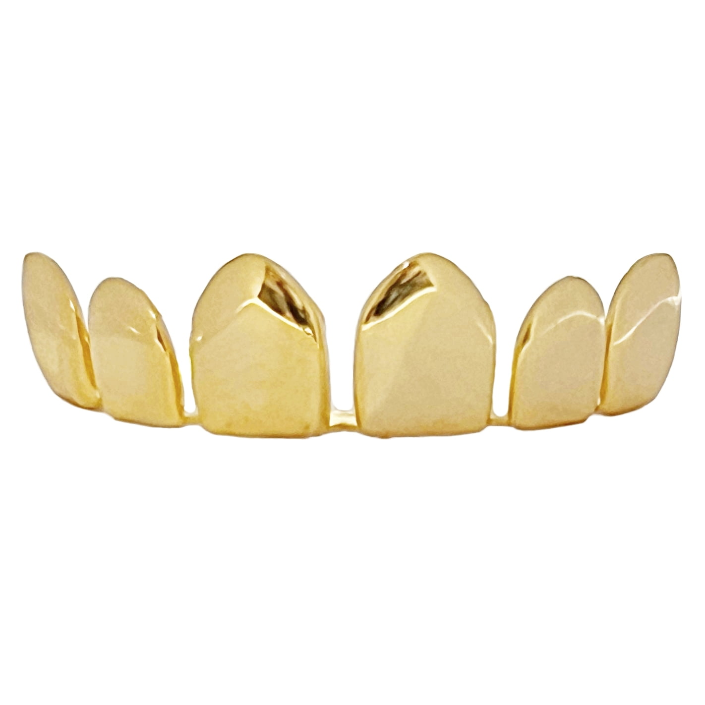 14k Gold Plated Permanent Cuts Grillz Perm Cut Six Top Row Teeth PreMade Hip Hop Grills