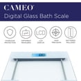 thumbnail image 2 of Cameo Bathroom Scale for Body Weight, Bathroom Body Scale with a Large LCD Backlight Display and Tempered Glass, Batteries Included, 400lbs, White Square Modern Design, 2 of 4