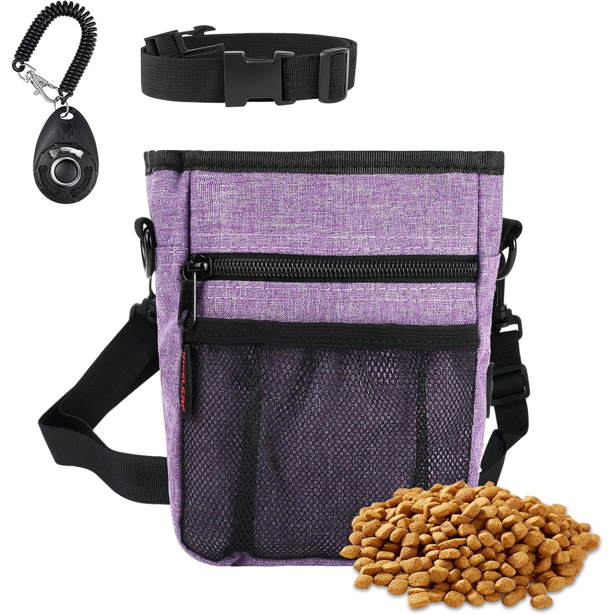 Dog Treat Pouches for Pet Training with Magnetic Closure Treat Pouches for Pet Training Large Dog Treat Training Pouch and Dog Clicker Training Treat Pouch Built-In Poop Bag Dispenser-Purple.