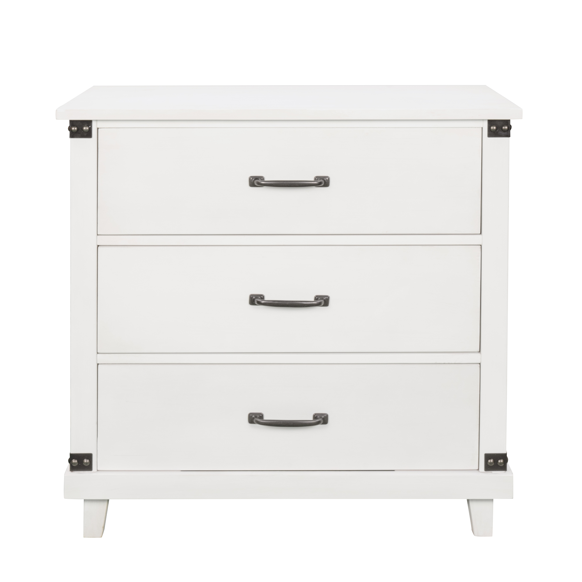 white nightstand black knobs