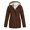 Brown, variant on Women Winter Coat Fleece-lined Hooded Press Button Zipper Closure Outerwear Mid Length Plus Size Solid Color Parka with Pockets Warm Down Jacket