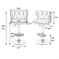 thumbnail image 7 of Counter Height Bar Stools Set of 2, Modern Velvet Upholstered Bar Stools with Button Tufted Back and Nailhead Trims, Elegant Dining Chairs with Golden Metal Base and and Footrest for Kitchen, Black, 7 of 7