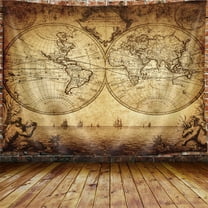 Old World Map Tapestry, Vintage Wanderlust Pirate Map Tapestry Wall Hanging for Men Bedroom, Historical Atlas Tapestries Poster Beach Blanket College Dorm Home Decor 60X40 inches