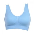 thumbnail image 2 of Breathable Underwear Outdoor Sport Yoga Bras Lovely Young Women Seamless Wireless Solid Bra Fitness Bras Tops Light blue 2XL, 2 of 6