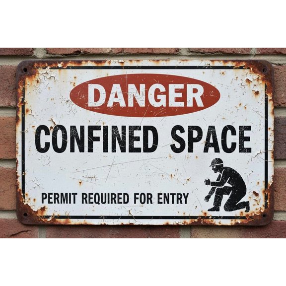 Wall Decor Safety - Danger Confined Space Sign Metal Sign Ative Plaque, 12 X 8 Inch Vintage Signs Aluminum Plates Printed