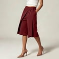 thumbnail image 6 of Qingpeng Womens Wrap Front Tie Waist Culottes High Waist Irregular Overlay Split Wide Leg Dressy Capri Pants Office Business Casual Pants, 6 of 6